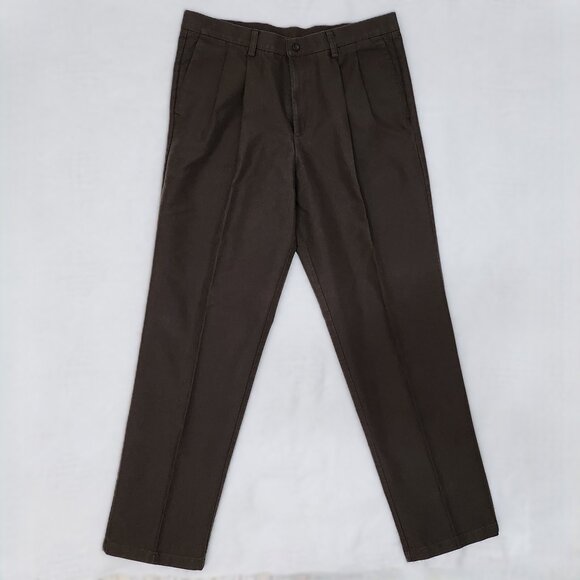 Chocolate Brown Pleated Trousers for Men - Picture 2 of 9